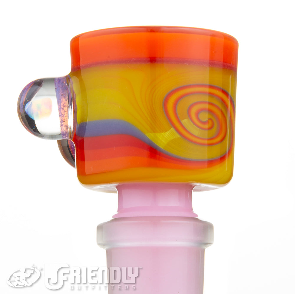 Amar Glass 18mm Orange & Pink Slide w/ Encased Opal