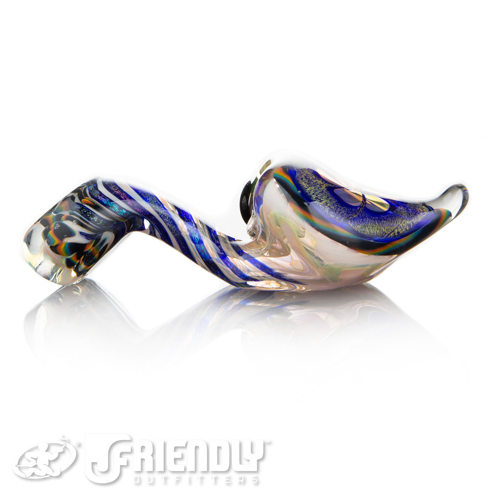 Talent Glass Tear Drop Dichro Flower Sherlock w/ Rainbow Accents