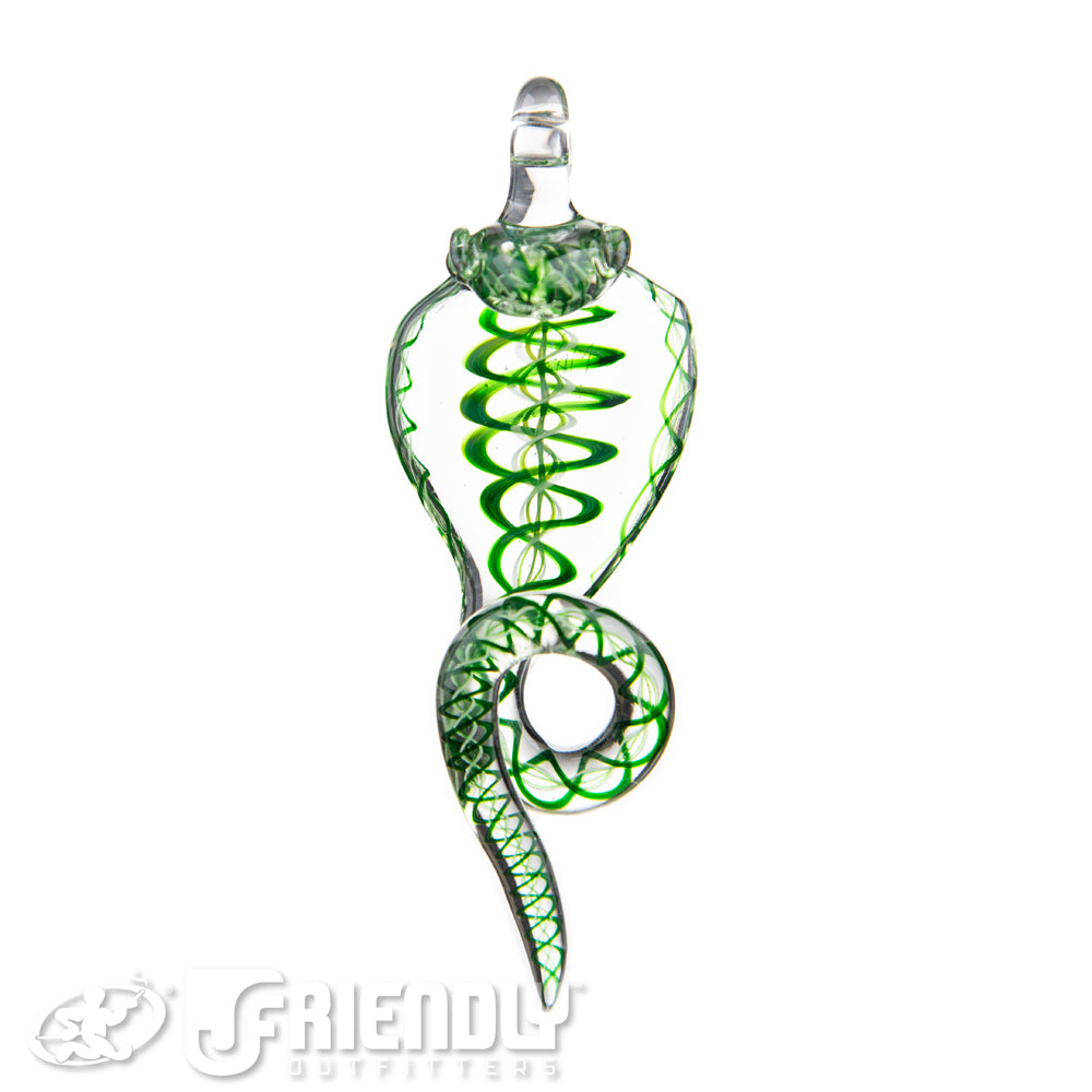 Mako Glass Green & White w/ Green Swirl Snake Dabber Pendant