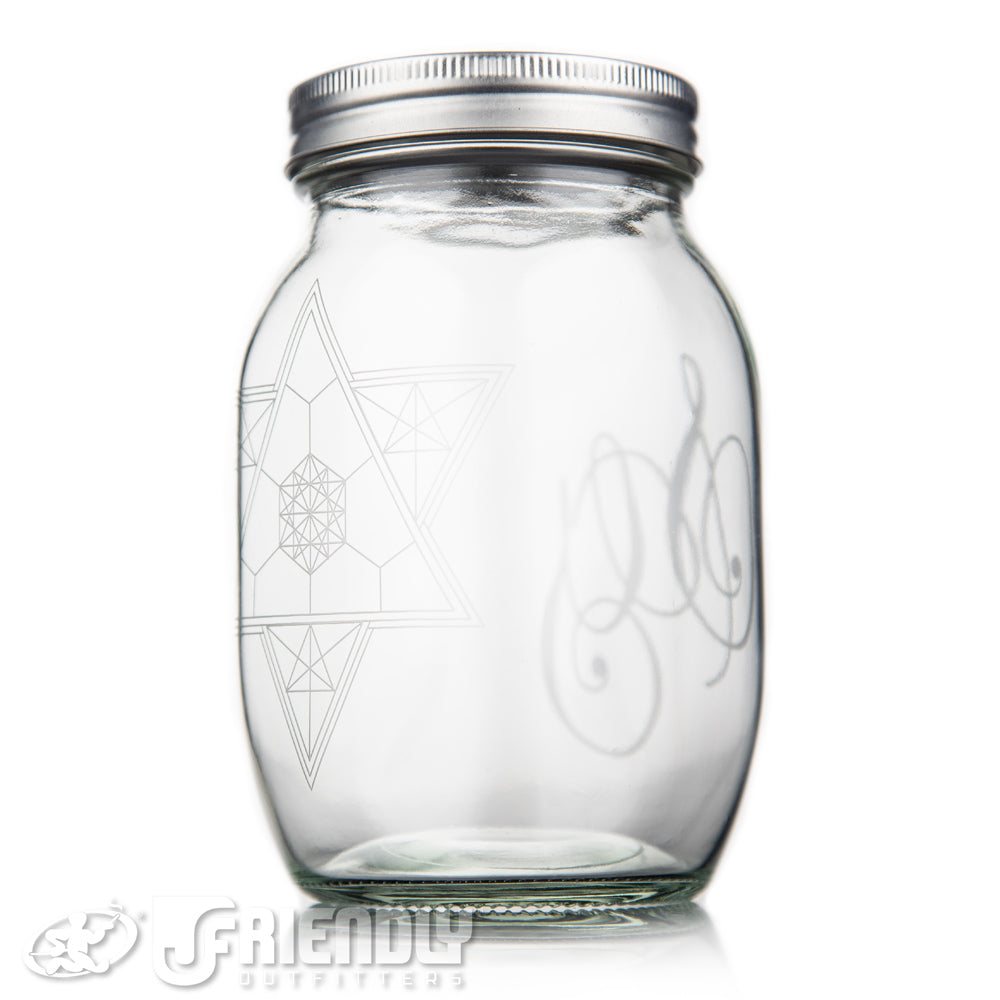 Sovereignty Glass XL Mason Jar w/Blasted Star Logo