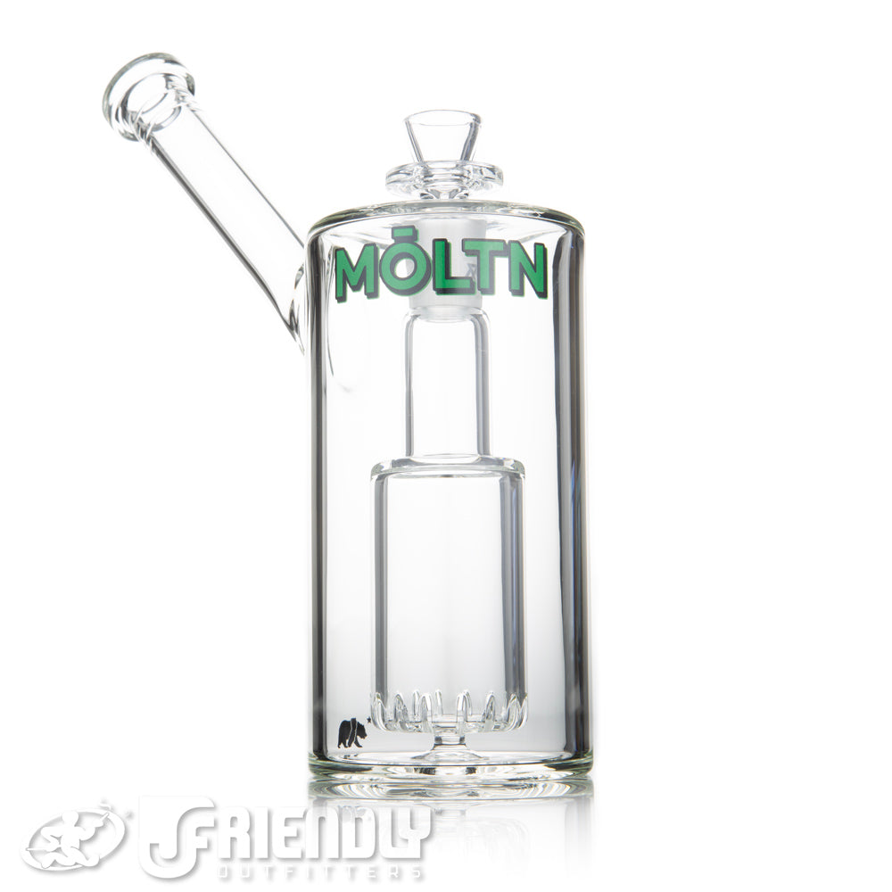 Moltn Glass 80 Tall Can Bubbler w/ Green Label