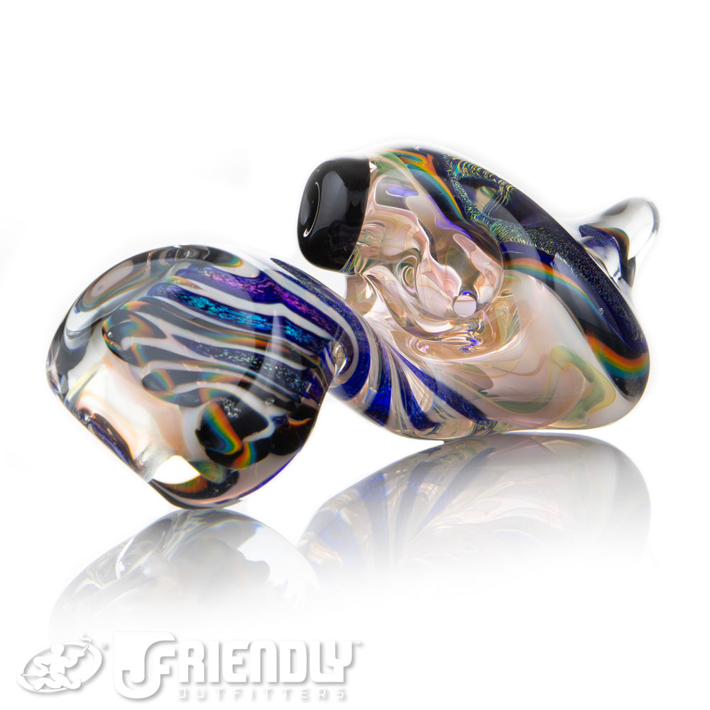 Talent Glass Tear Drop Dichro Flower Sherlock w/ Rainbow Accents