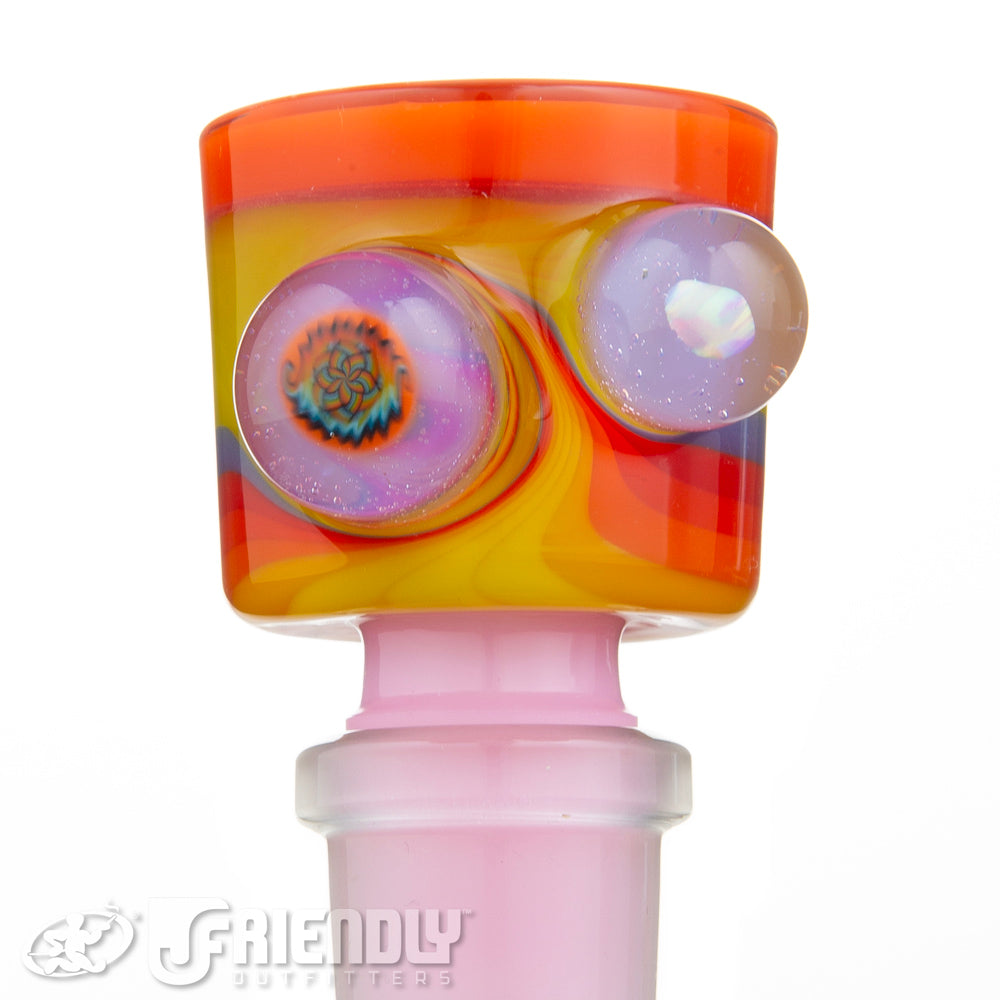 Amar Glass 18mm Orange & Pink Slide w/ Encased Opal