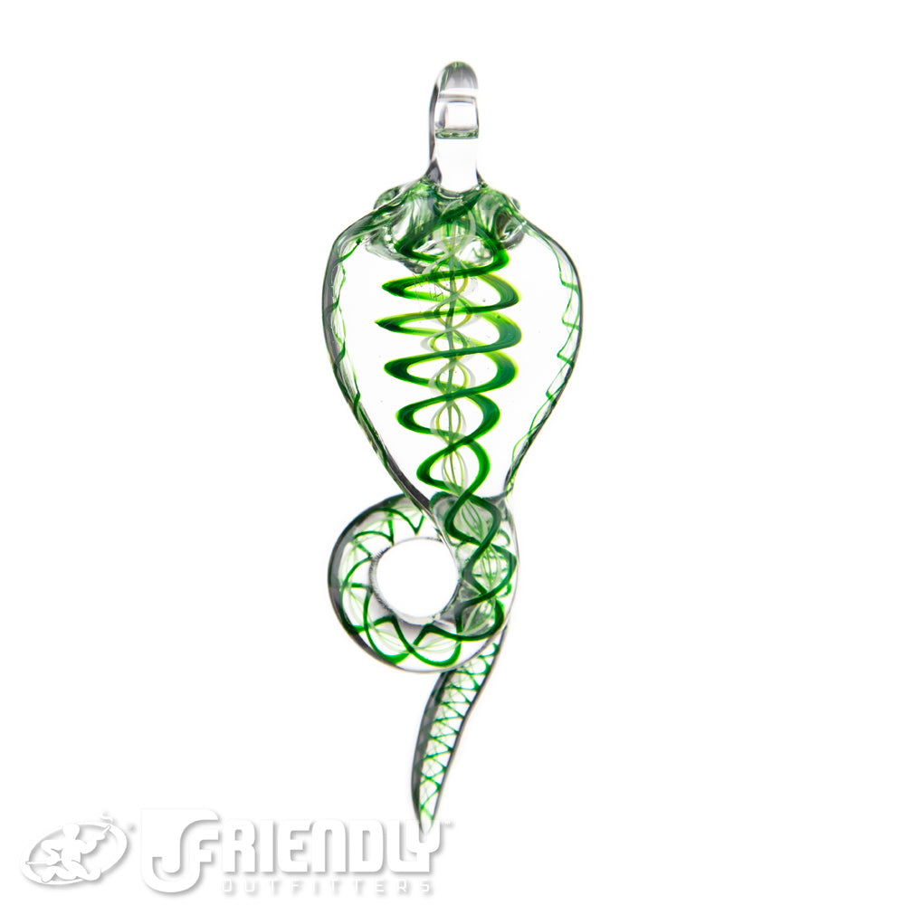 Mako Glass Green & White w/ Green Swirl Snake Dabber Pendant