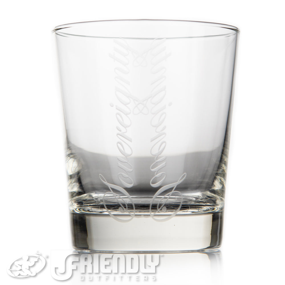 Sovereignty Glass Rocks Drinking Glass Blasted Pattern #1