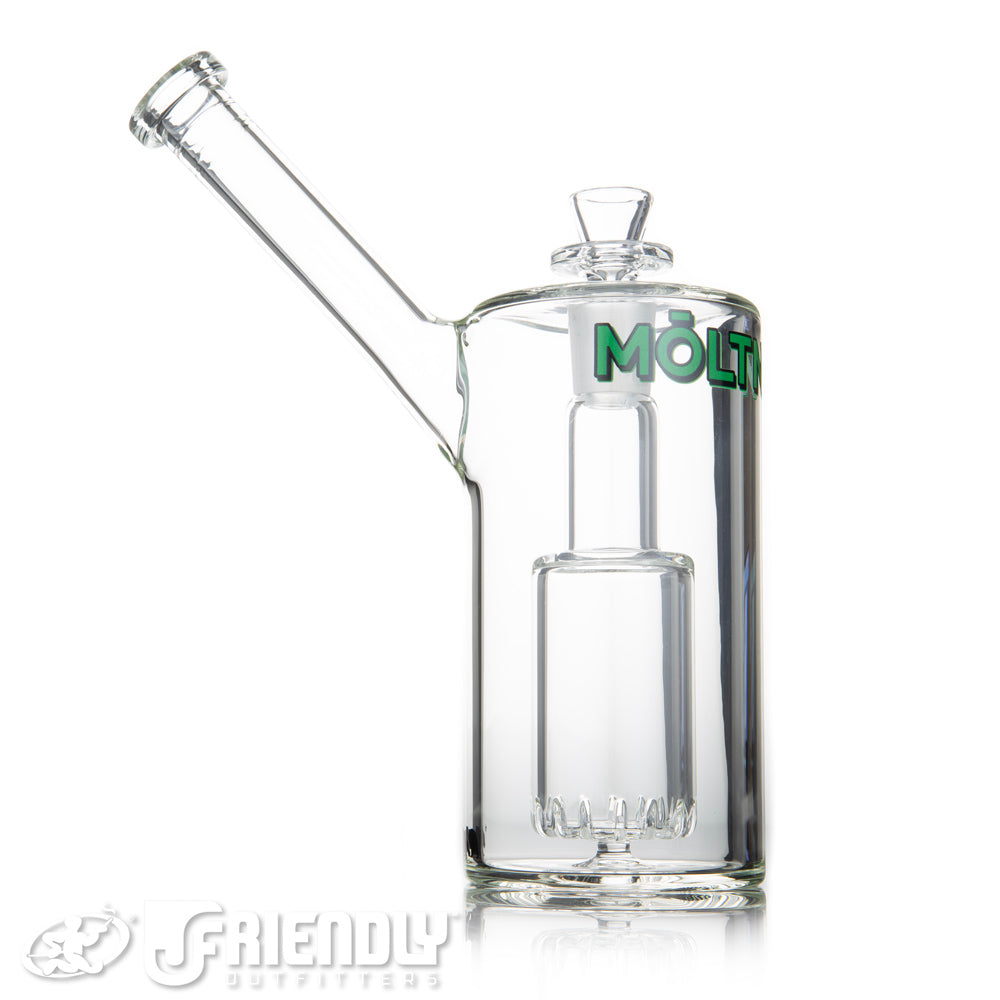 Moltn Glass 80 Tall Can Bubbler w/ Green Label