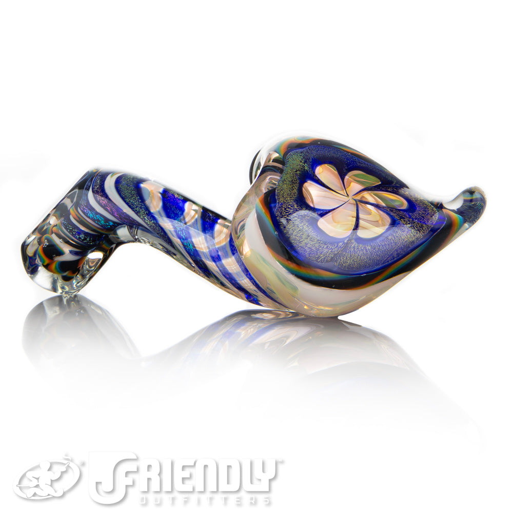 Talent Glass Tear Drop Dichro Flower Sherlock w/ Rainbow Accents