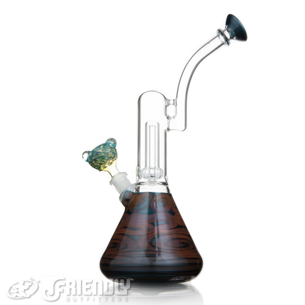 HVY Glass 14mm Blue & Brown Circ Bubbler