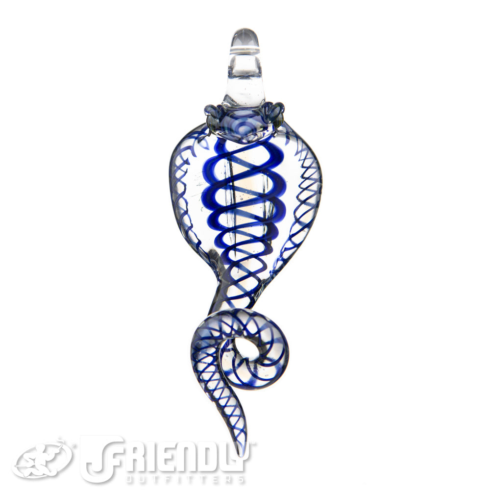 Mako Glass Blue Swirl Snake Dabber Pendant