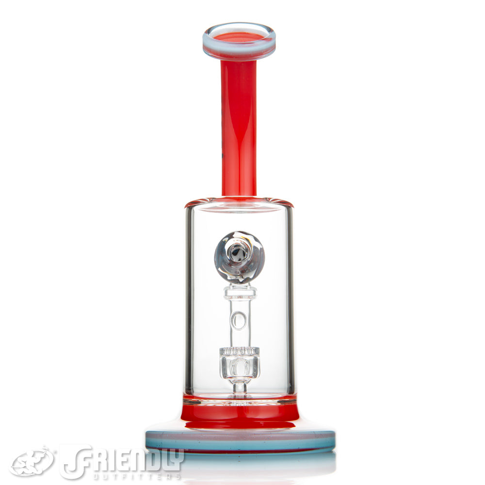 Toro Glass 10mm Jet Perc w/Full Color Neck and Foot w/Red White and Blue Wig Wag Splash Guard