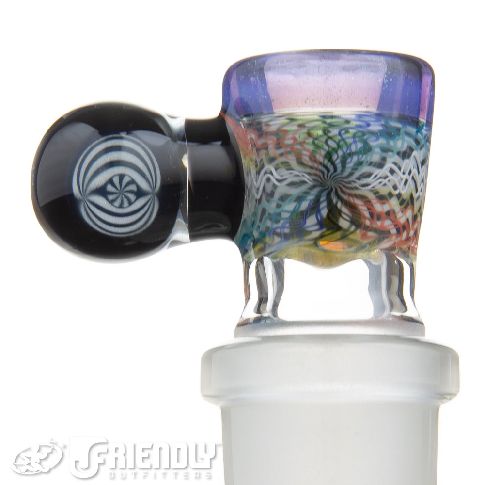 Jareds Glass 18mm 4 Hole Rainbow Hypnotech Slide #64