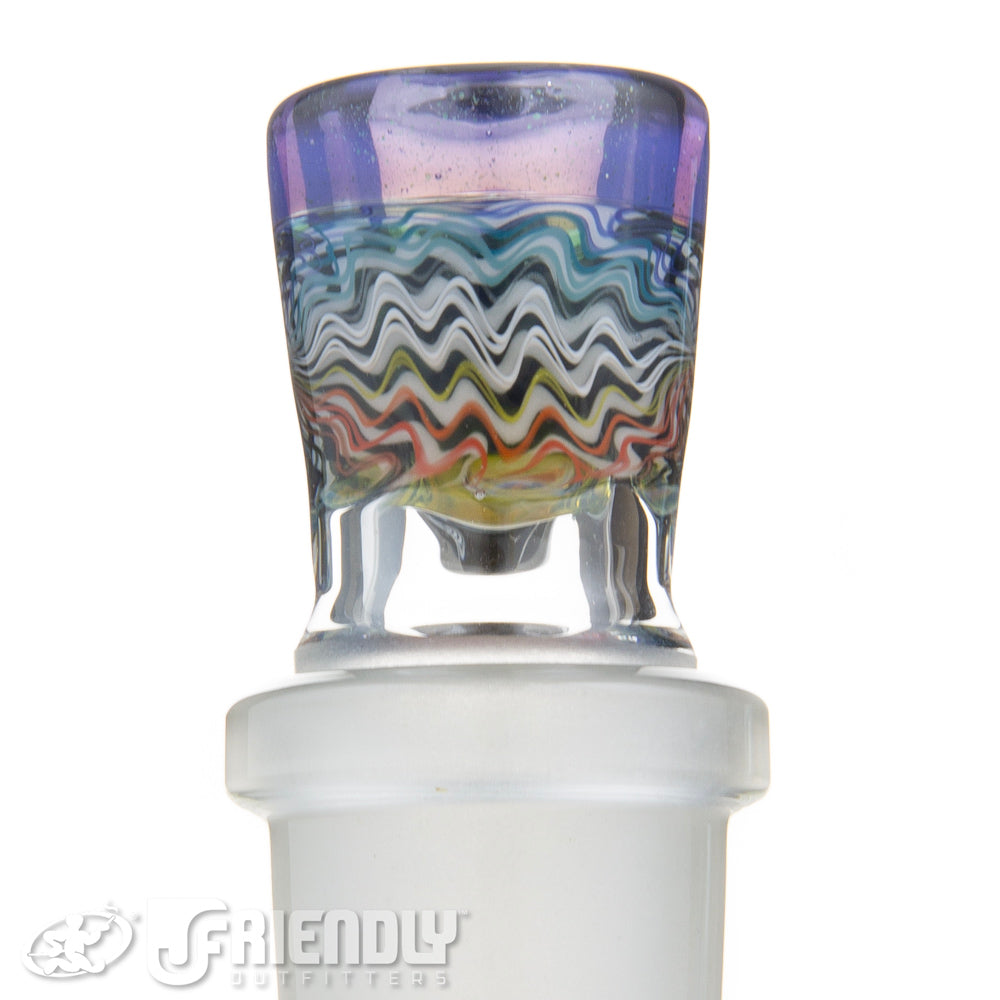 Jareds Glass 18mm 4 Hole Rainbow Hypnotech Slide #64
