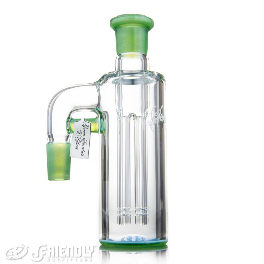 Sovereignty Glass 18mm Fixed 4 Arm Ash Catcher w/Green Stardust Joints and Base
