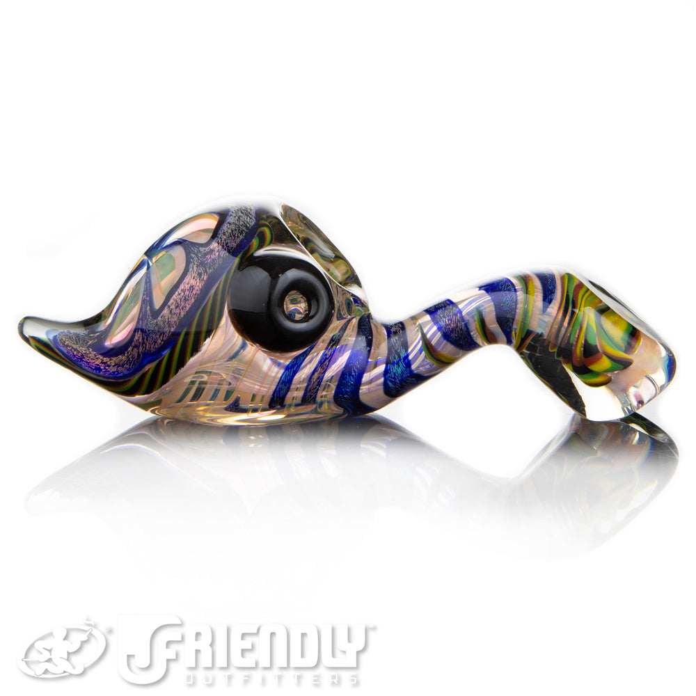 Talent Glass Mini Tear Drop Dichro Flower Sherlock w/ Rasta Accents