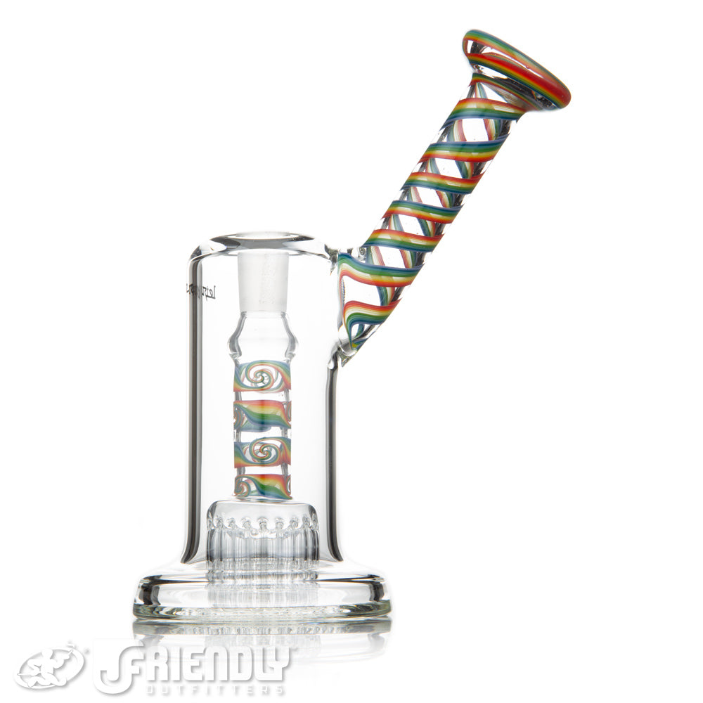 Leisure Glass Worked 14mm Mini 20 Arm Bubbler w/ Rainbow Wigwag Neck & Stem