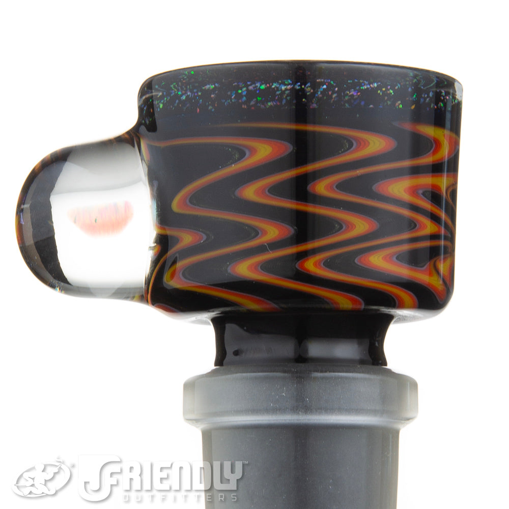 Amar Glass 18mm Orange & Black w/ Crushed Opal Accent