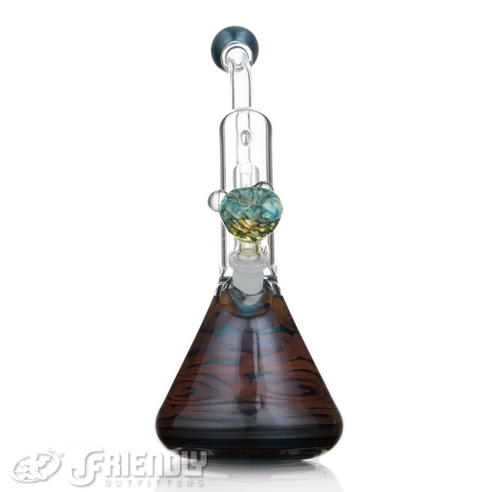 HVY Glass 14mm Blue & Brown Circ Bubbler