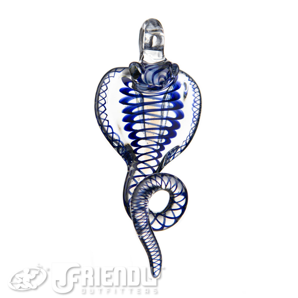 Mako Glass Blue Swirl Snake Dabber Pendant A