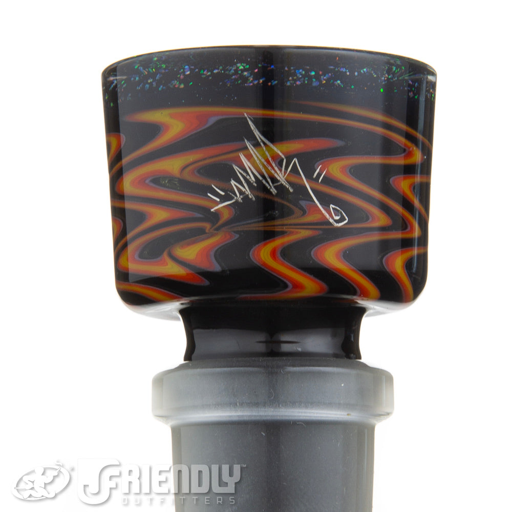 Amar Glass 18mm Orange & Black w/ Crushed Opal Accent