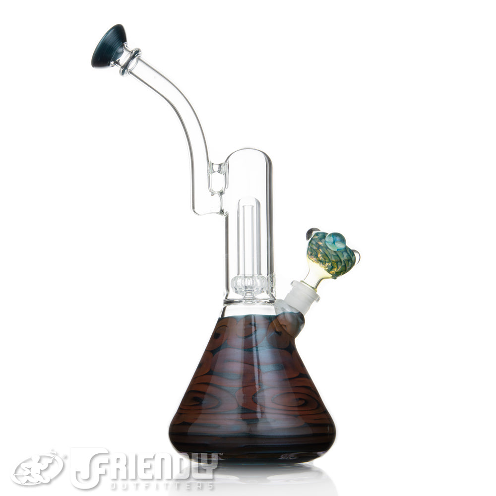 HVY Glass 14mm Blue & Brown Circ Bubbler