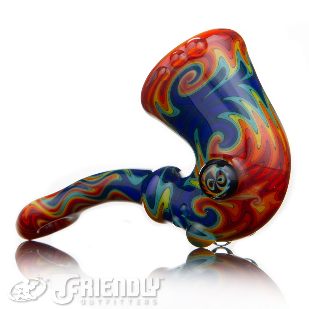 Fat Bottom Glass Red and. Blue Reversal Sherlock w/Donut Mouthpiece