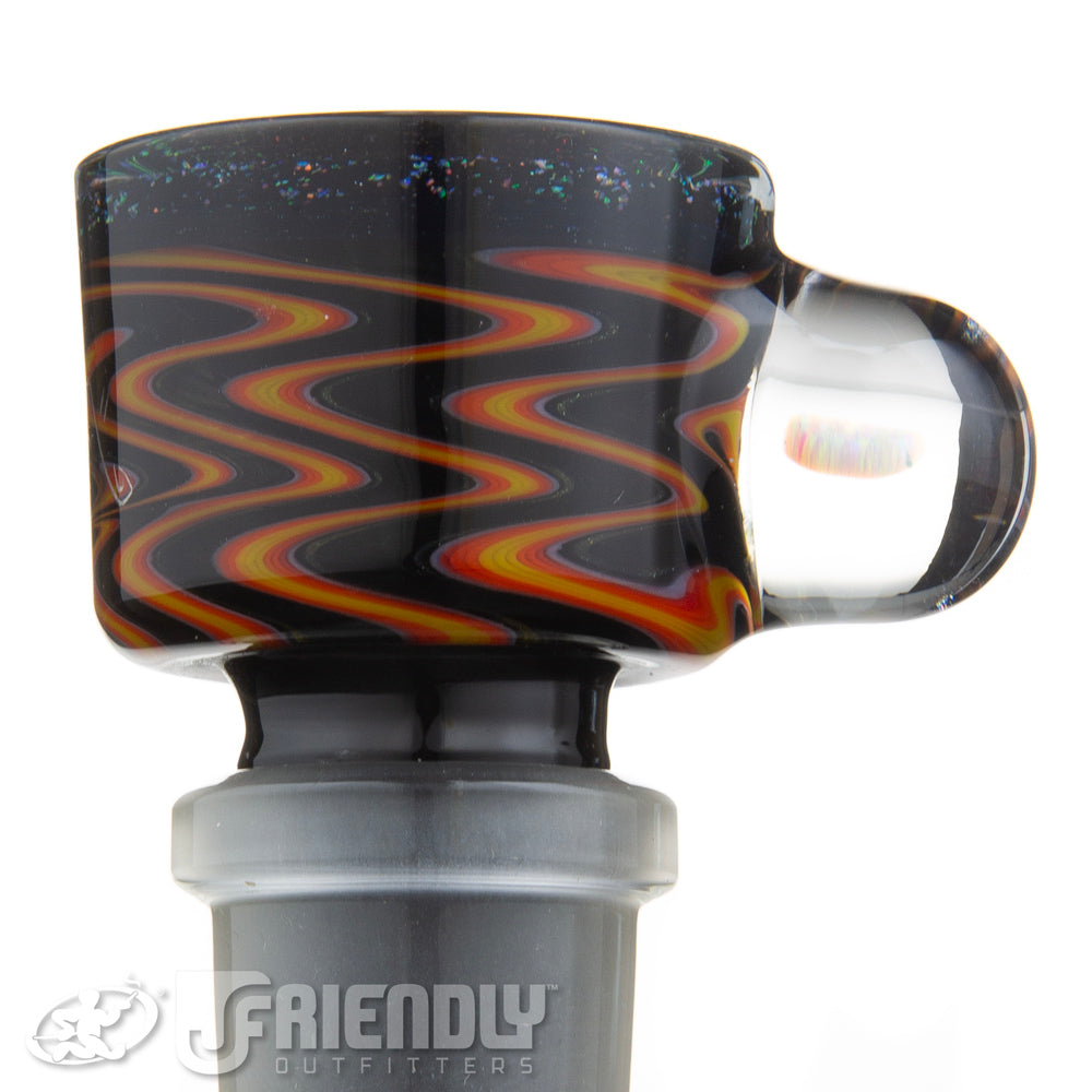 Amar Glass 18mm Orange & Black w/ Crushed Opal Accent