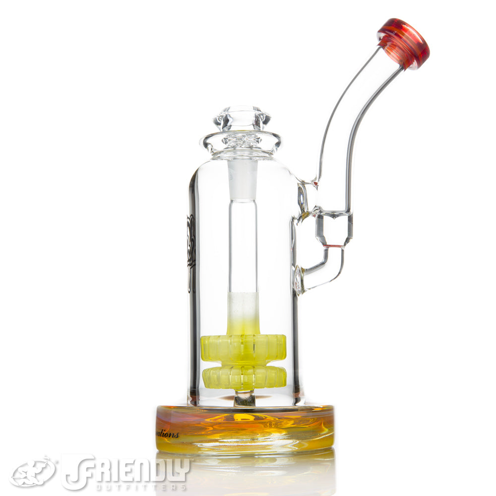 C2 Custom Creations 65mm Fat Shower Head Bubbler w/Red and Yellow Accents