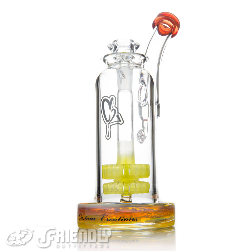 C2 Custom Creations 65mm Fat Shower Head Bubbler w/Red and Yellow Accents