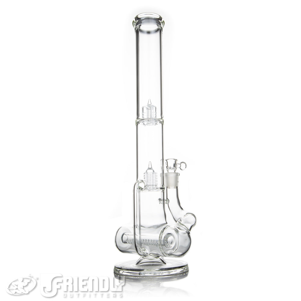 Leisure Glass 18mm Mini 10 Inline Recycler Tube w/ Script Label