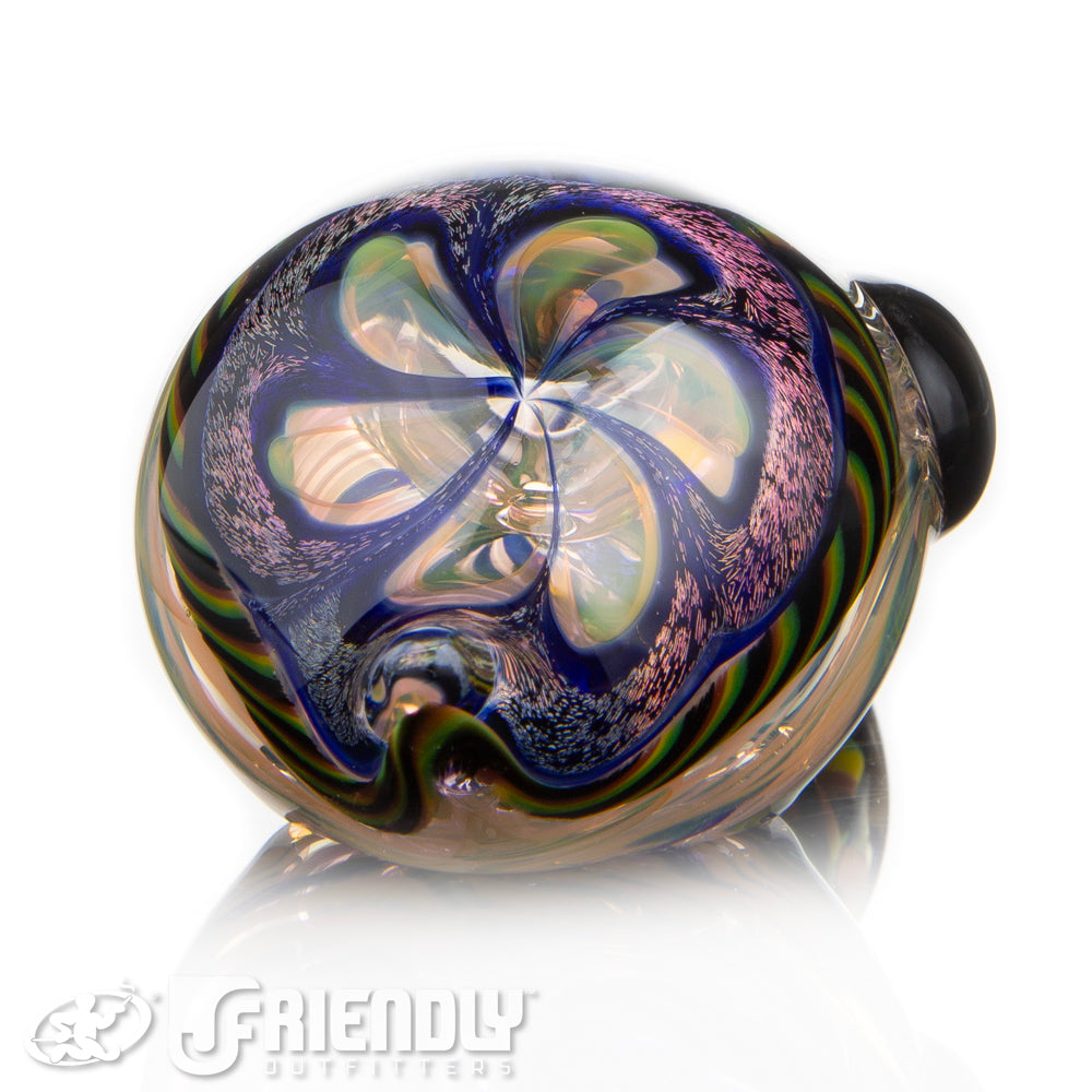 Talent Glass Mini Tear Drop Dichro Flower Sherlock w/ Rasta Accents