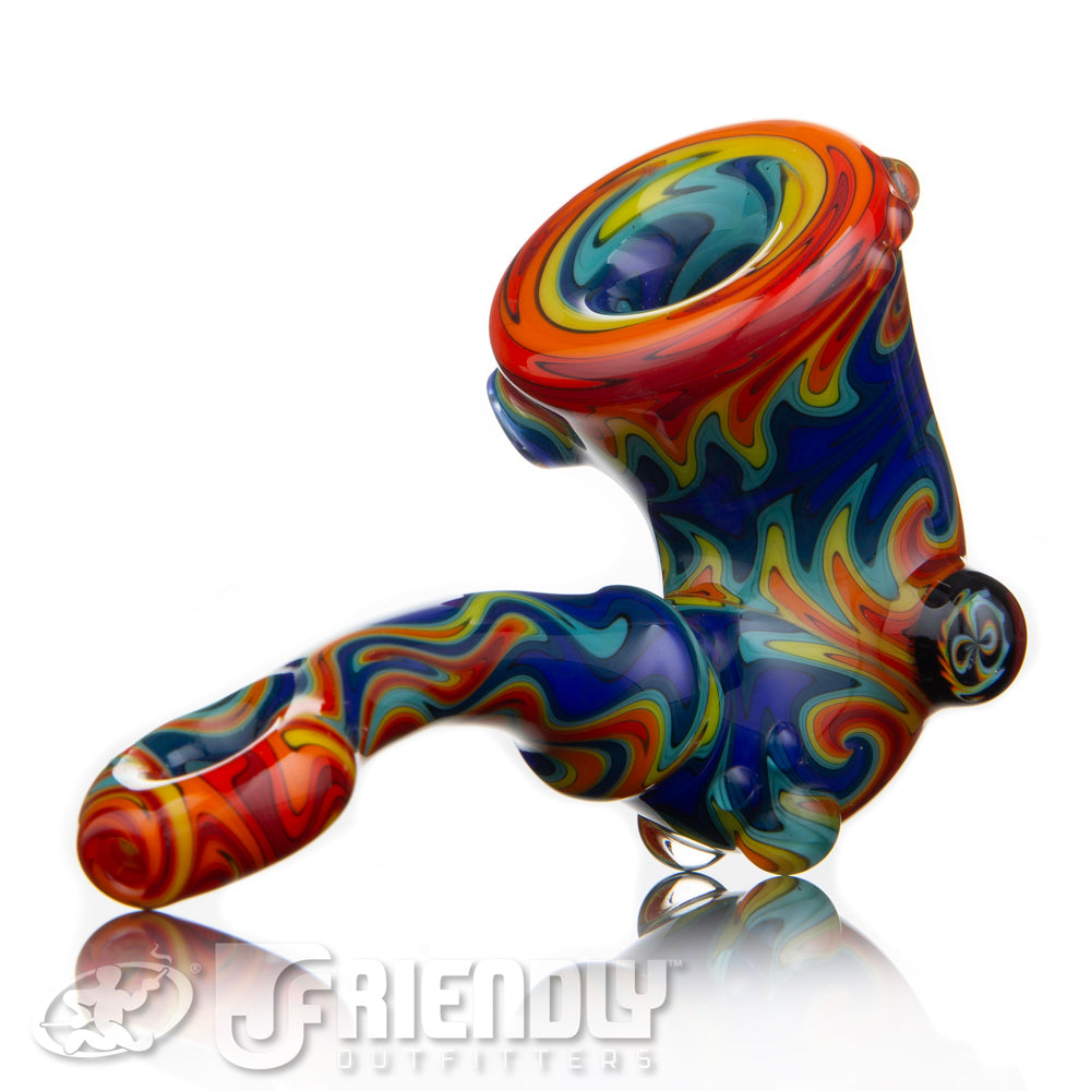 Fat Bottom Glass Red and. Blue Reversal Sherlock w/Donut Mouthpiece