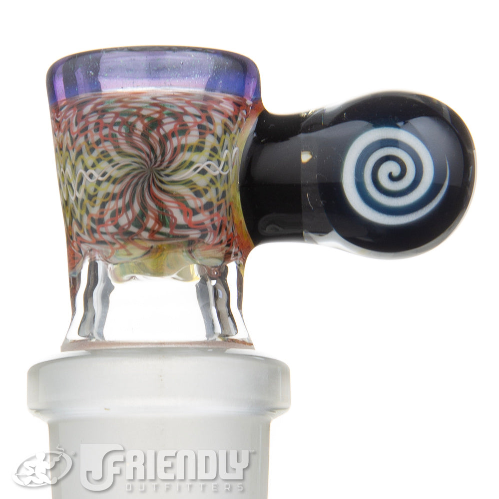Jareds Glass 18mm 4 Hole Red and Orange Hypnotech Slide #65