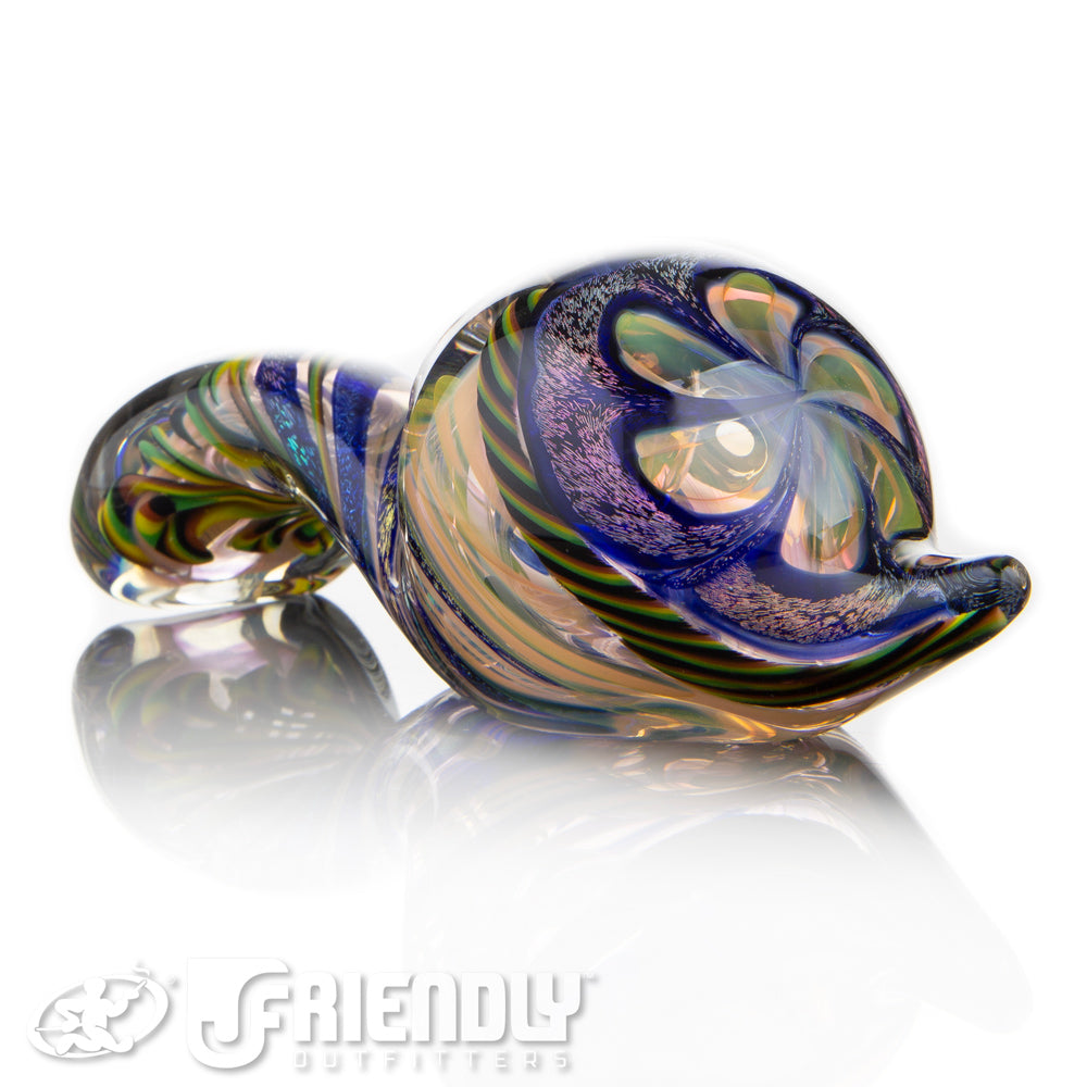 Talent Glass Mini Tear Drop Dichro Flower Sherlock w/ Rasta Accents