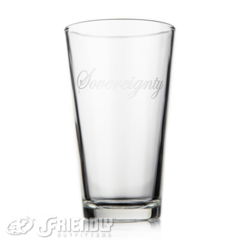 Sovereignty Glass Pint Glass w/ Blasted Logo