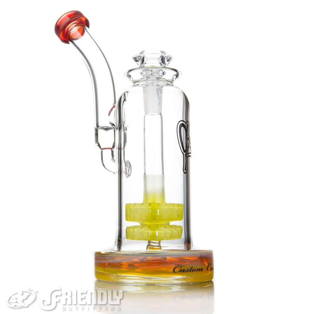 C2 Custom Creations 65mm Fat Shower Head Bubbler w/Red and Yellow Accents