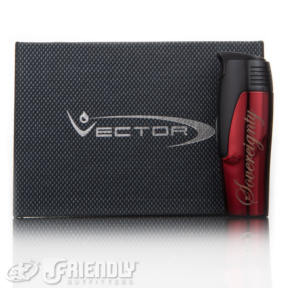 Sovereignty Glass/Vector Black and Red Coup Single Torch LIghter