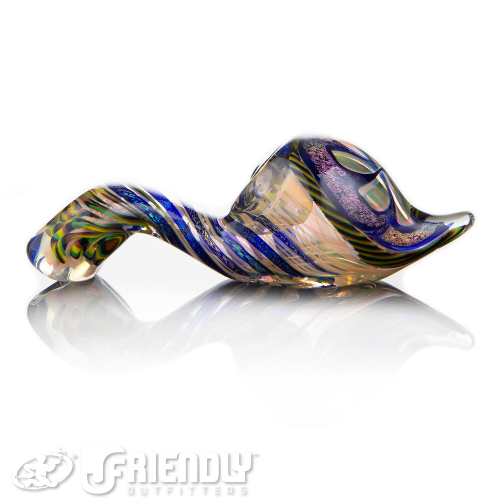Talent Glass Mini Tear Drop Dichro Flower Sherlock w/ Rasta Accents