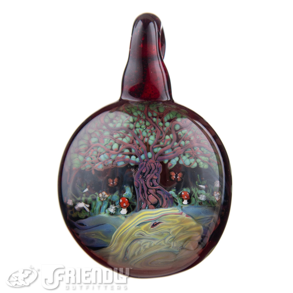 Shawndaddy Glass Red Tree of Life Pendant
