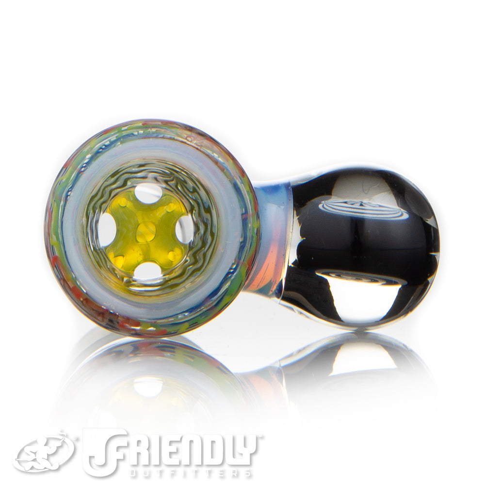 Jareds Glass 18mm 4 Hole Rainbow Hypnotech Slide #61