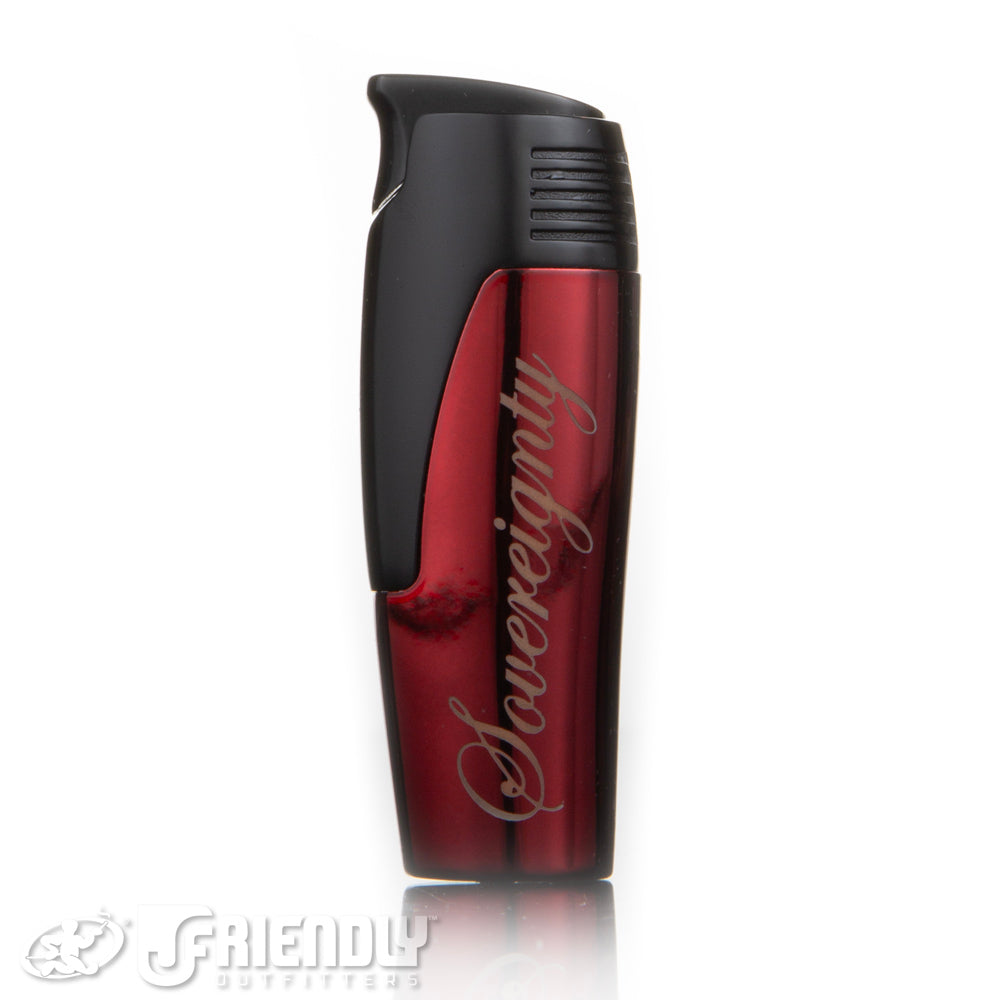 Sovereignty Glass/Vector Black and Red Coup Single Torch LIghter