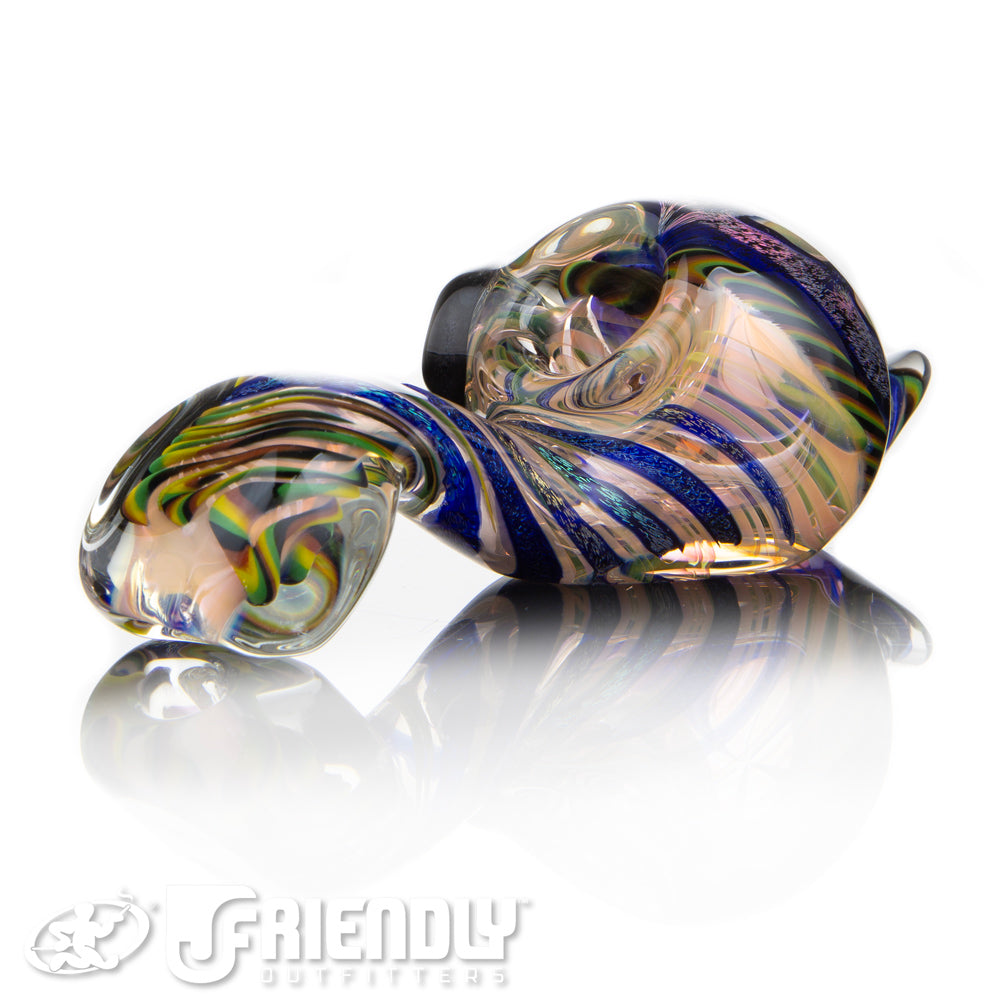 Talent Glass Mini Tear Drop Dichro Flower Sherlock w/ Rasta Accents