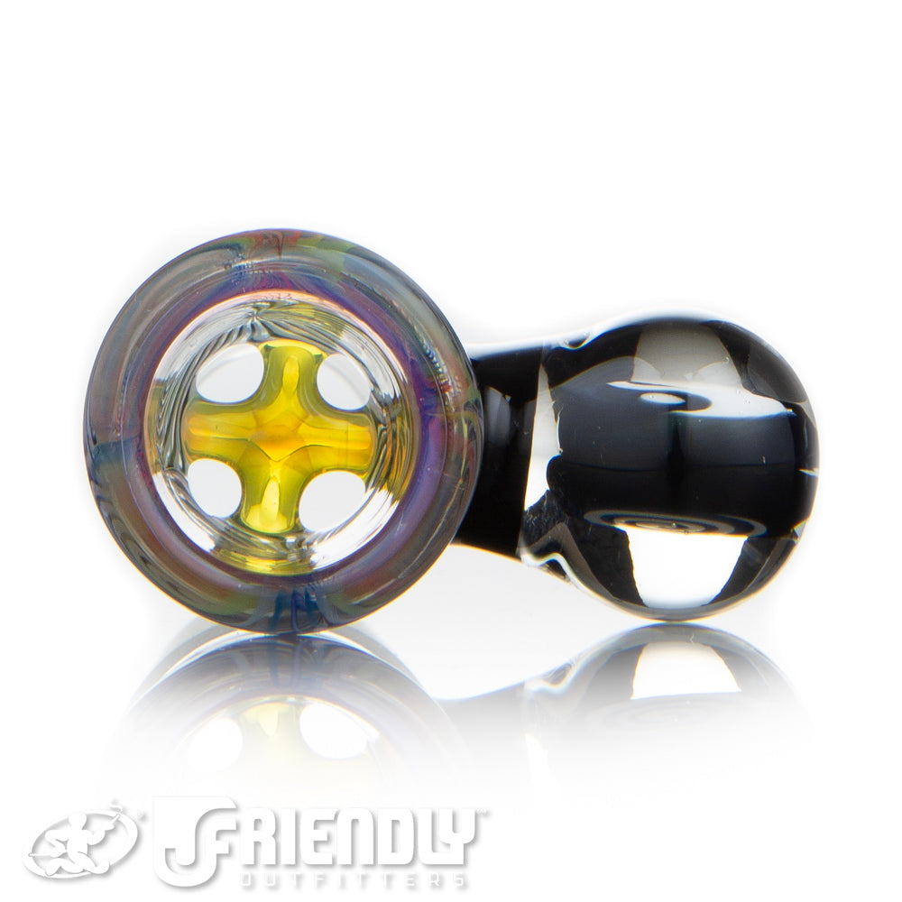Jareds Glass 18mm 4 Hole Rainbow Hypnotech Slide #62