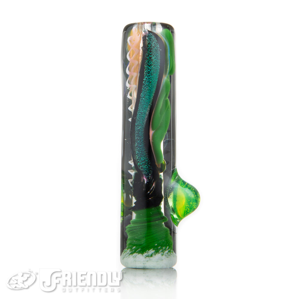 Oregon J Glass Thick Green and White Chillum #19