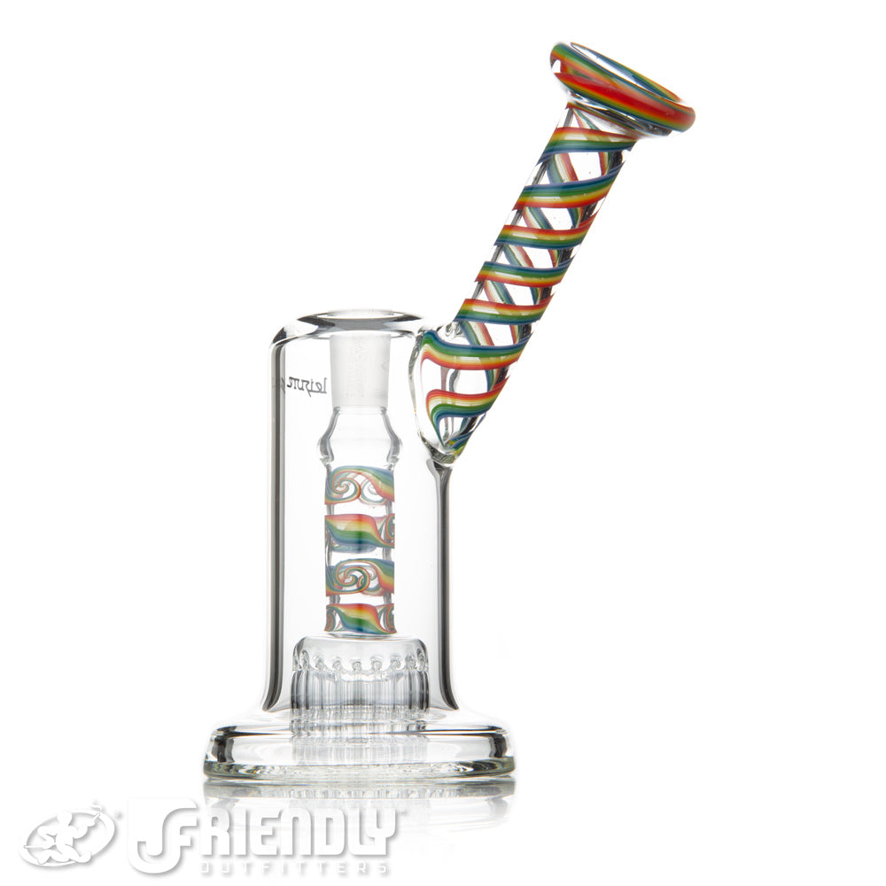 Leisure Glass Worked 14mm Mini 20 Arm Bubbler w/ Rainbow Wigwag Neck & Stem