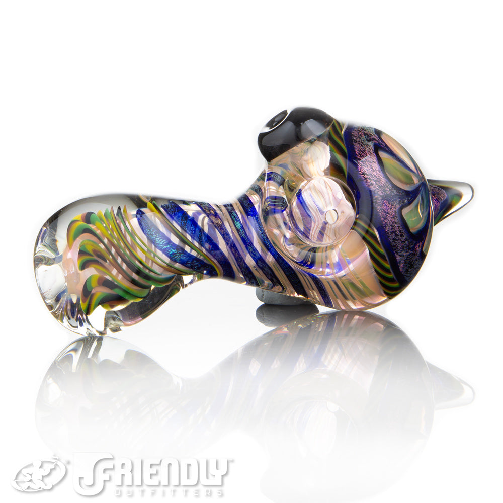 Talent Glass Mini Tear Drop Dichro Flower Sherlock w/ Rasta Accents