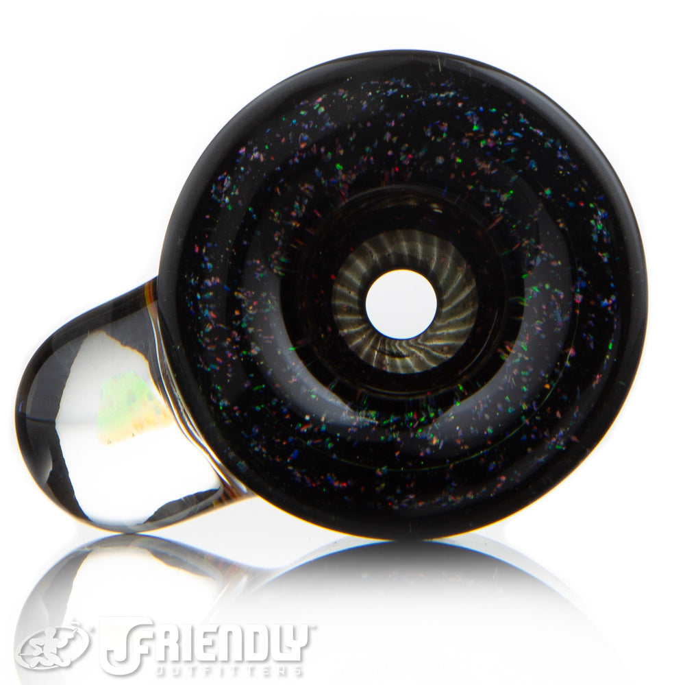 Amar Glass 18mm Orange & Black w/ Crushed Opal Accent