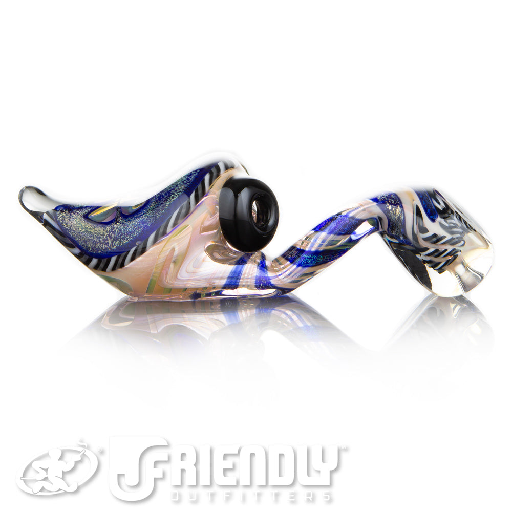 Talent Glass Tear Drop Dichro Flower Sherlock w/ Black & White Accents