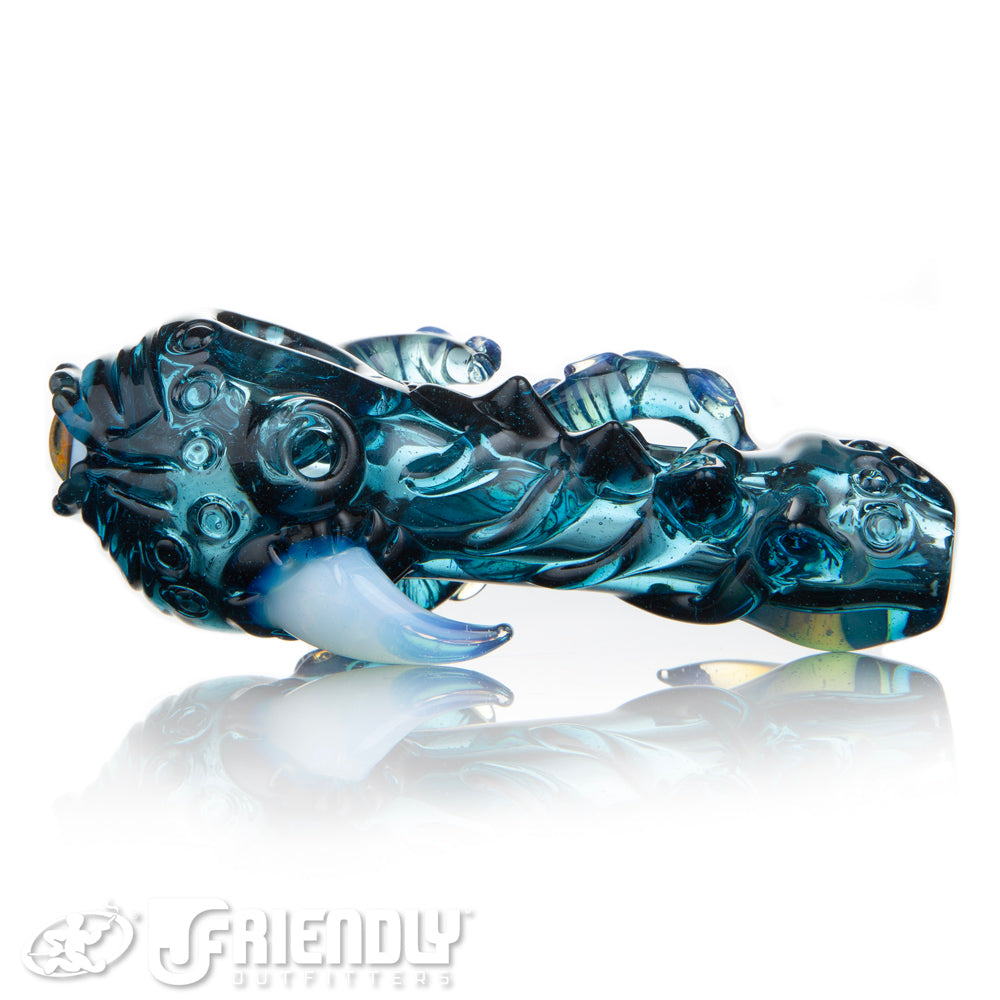 Mako Glass Transparent Dark Blue w/ Yellow Eye Sea Monster Spoon