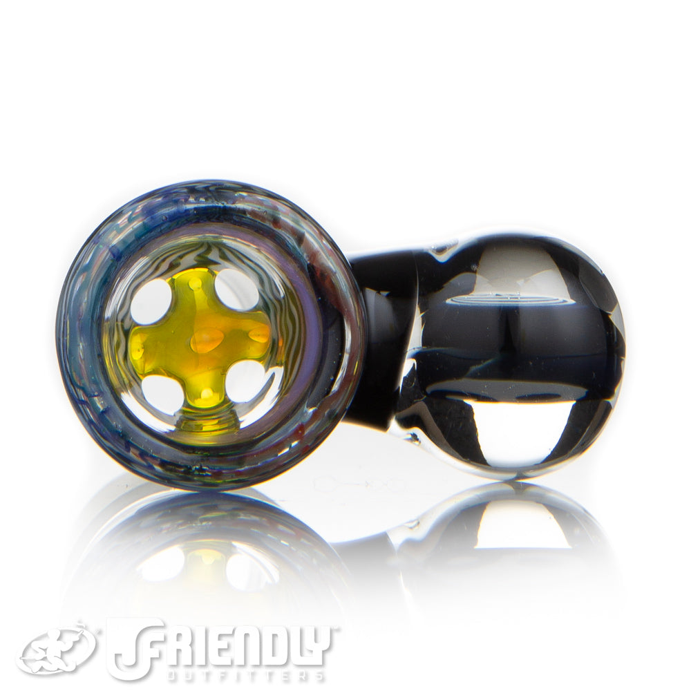 Jareds Glass 18mm 4 Hole Rainbow Hypnotech Slide #64