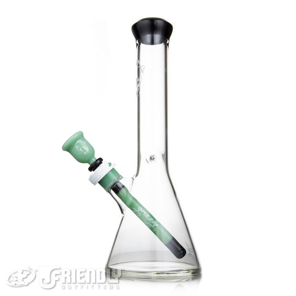 Grizzly Glass Co 5mm Mini Beaker w/Mint and Black Accents